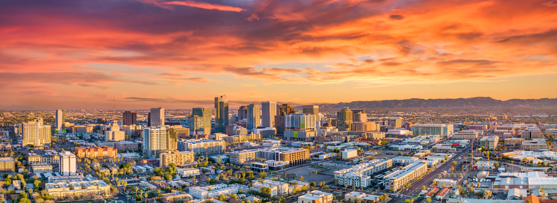 downtown phoenix skyline at dusk