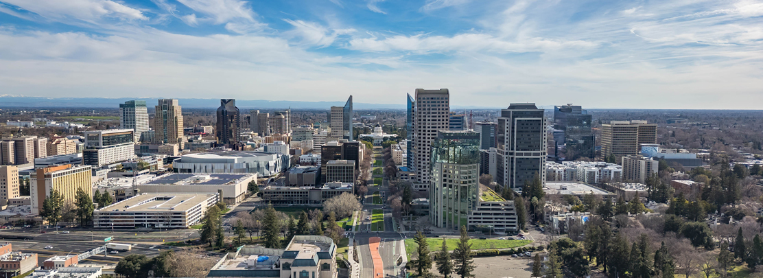 downtown sacramento skyline at dusk