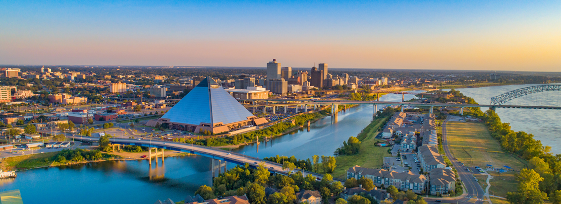 downtown memphis skyline at dusk