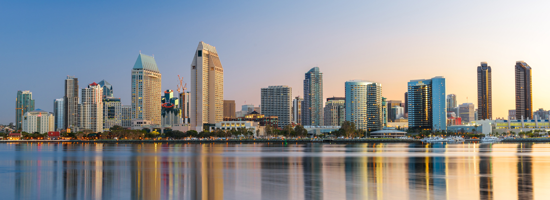 downtown san diego skyline at dusk