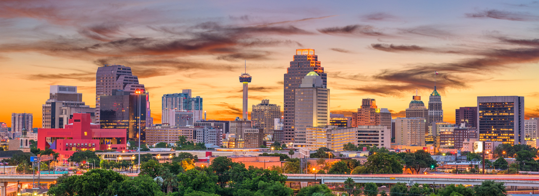 downtown san antonio skyline at dusk