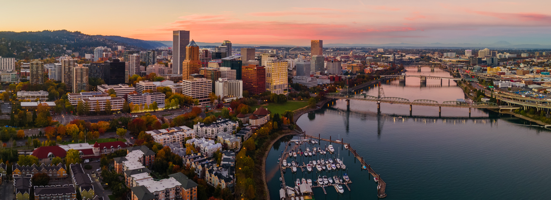 downtown portland skyline at dusk